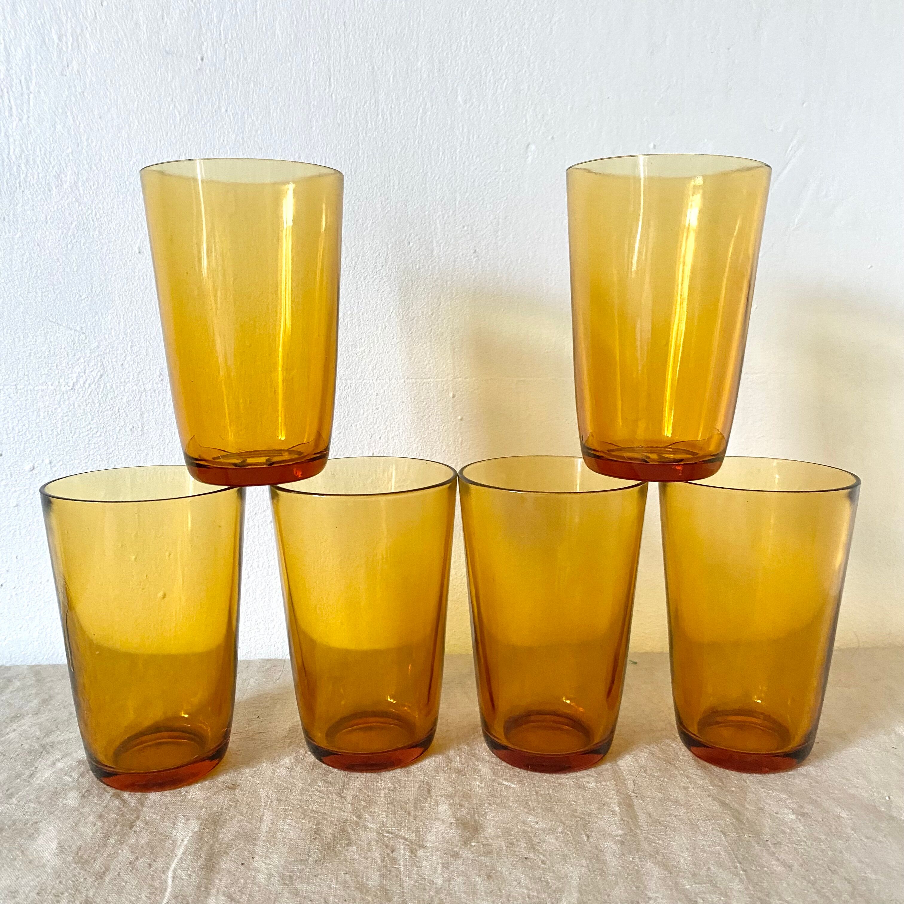 Verres à eau vintage ambrés vereco