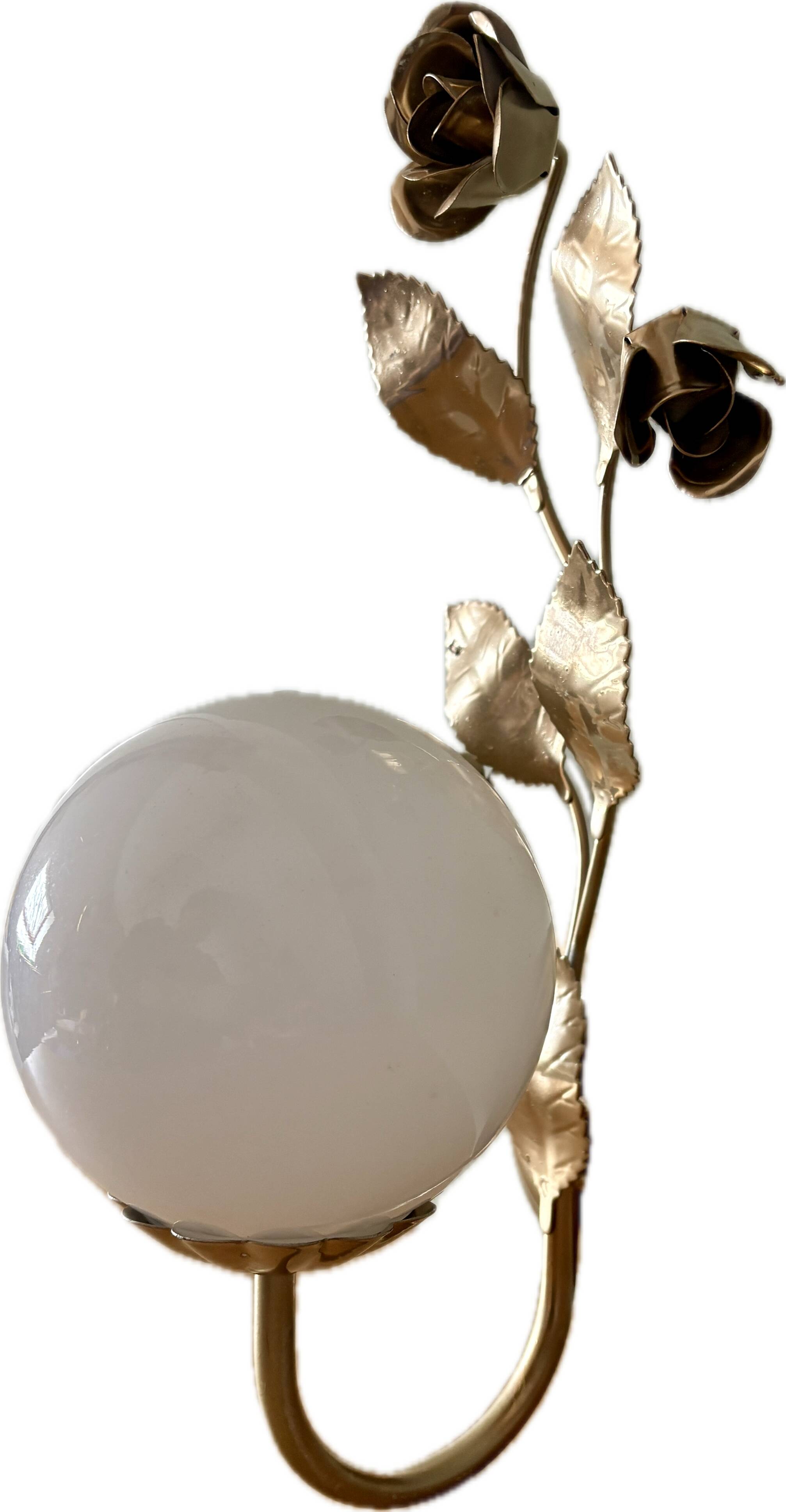 Vintage wall lamp in gold metal and white opaline
