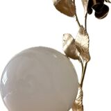 Vintage wall lamp in gold metal and white opaline