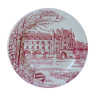 Small plate decorated with a sanguine representing the castle of Chenonceaux