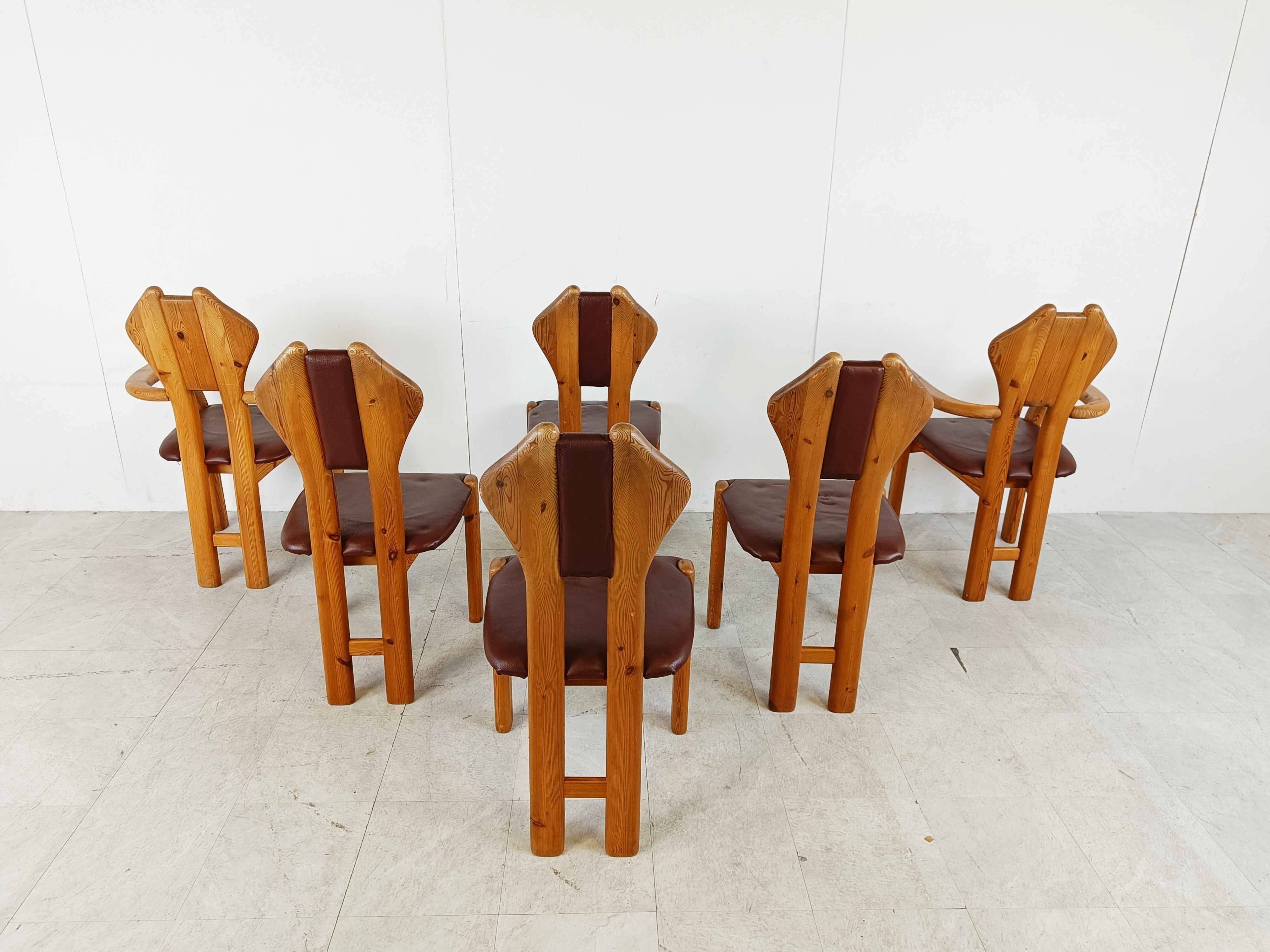 Chaises de salle à manger vintage en bois de pin - années 1970