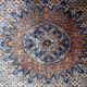 1940s handmade wool medallion rug, ivory and navy, 212 × 312 cm