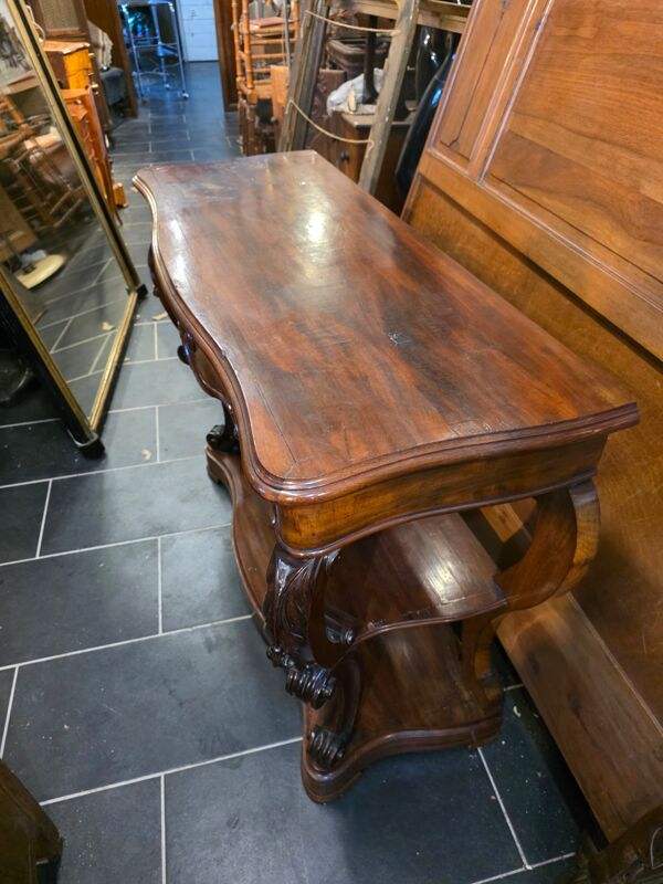 Console galbées Napoléon III XIXe en acajou