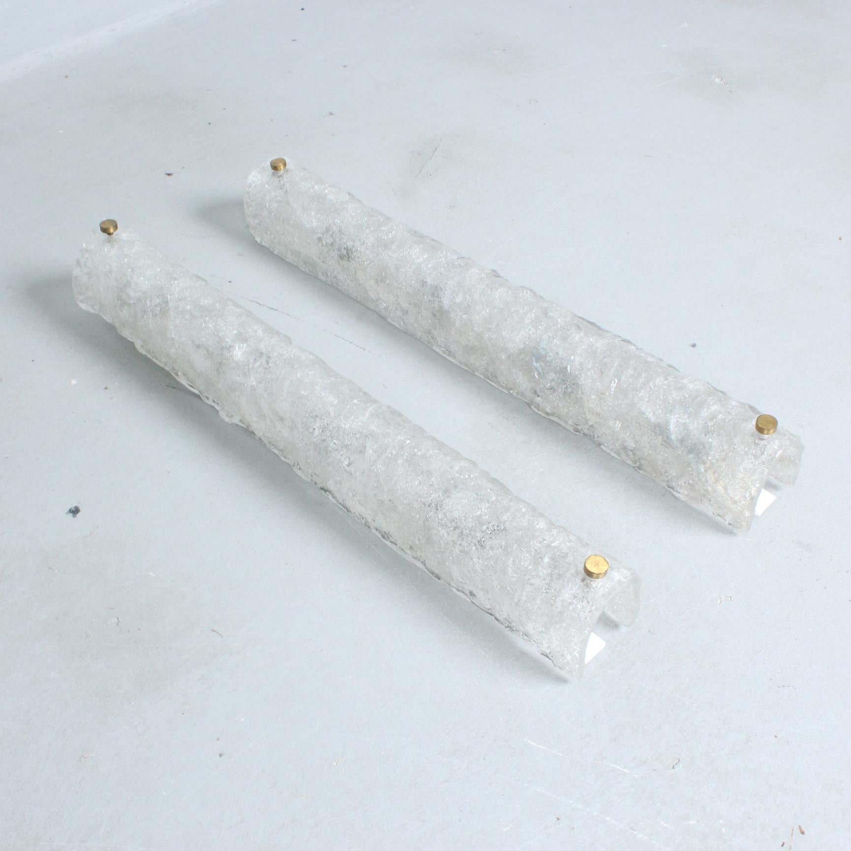 Hillebrand pair of frosted glass wall lights 1970 germany
