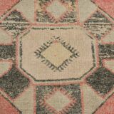 4x12 Coral Red & Beige Vintage Runner Rug,106x375 Cm