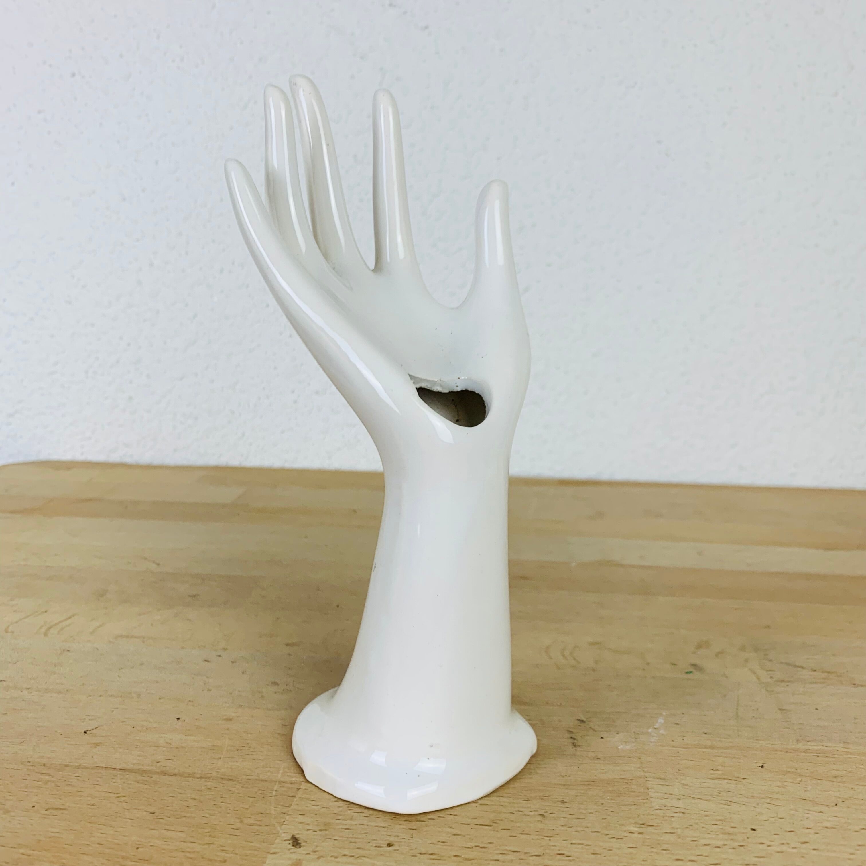 Hand ring soliflore white ceramic