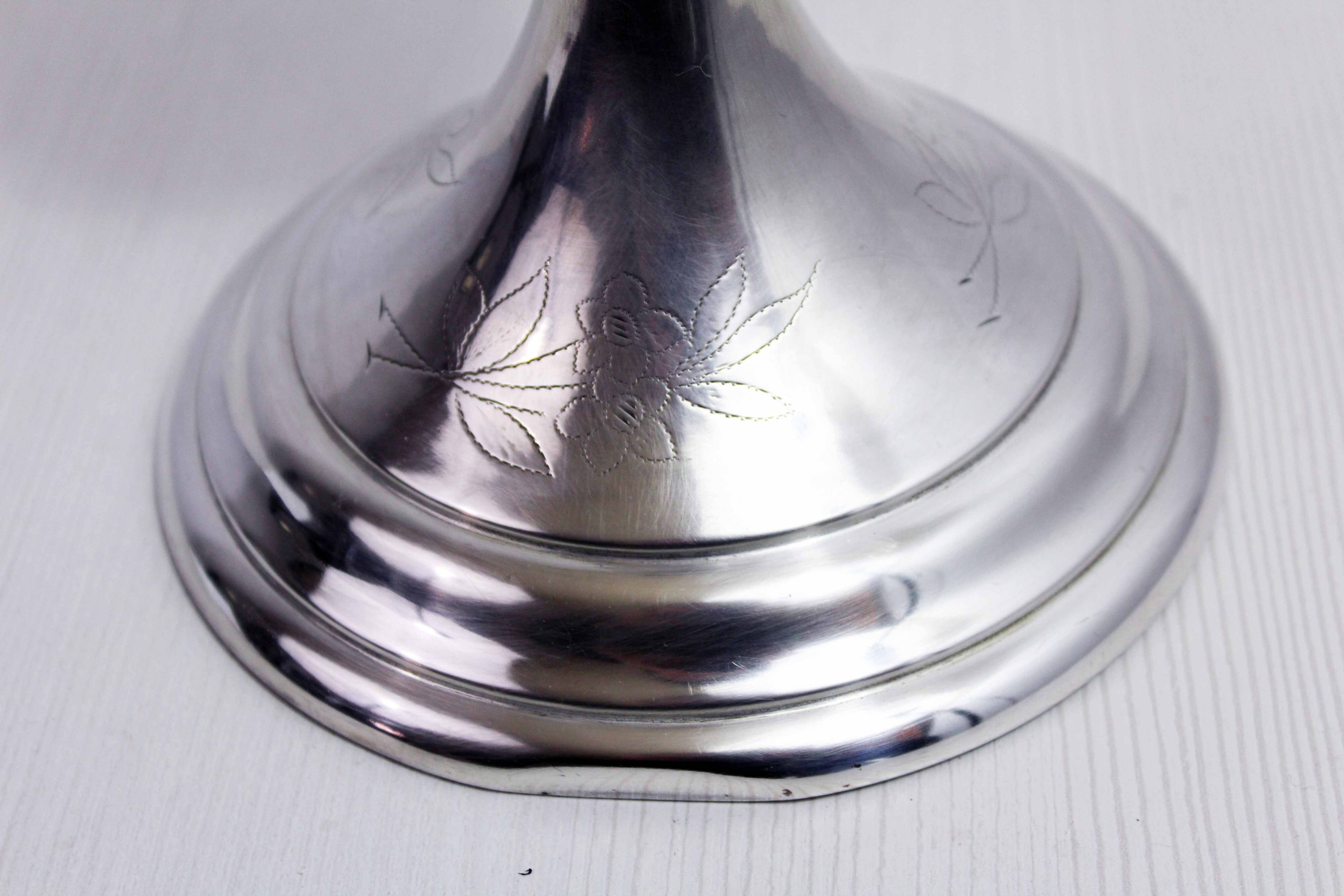 Silver metal candle holder