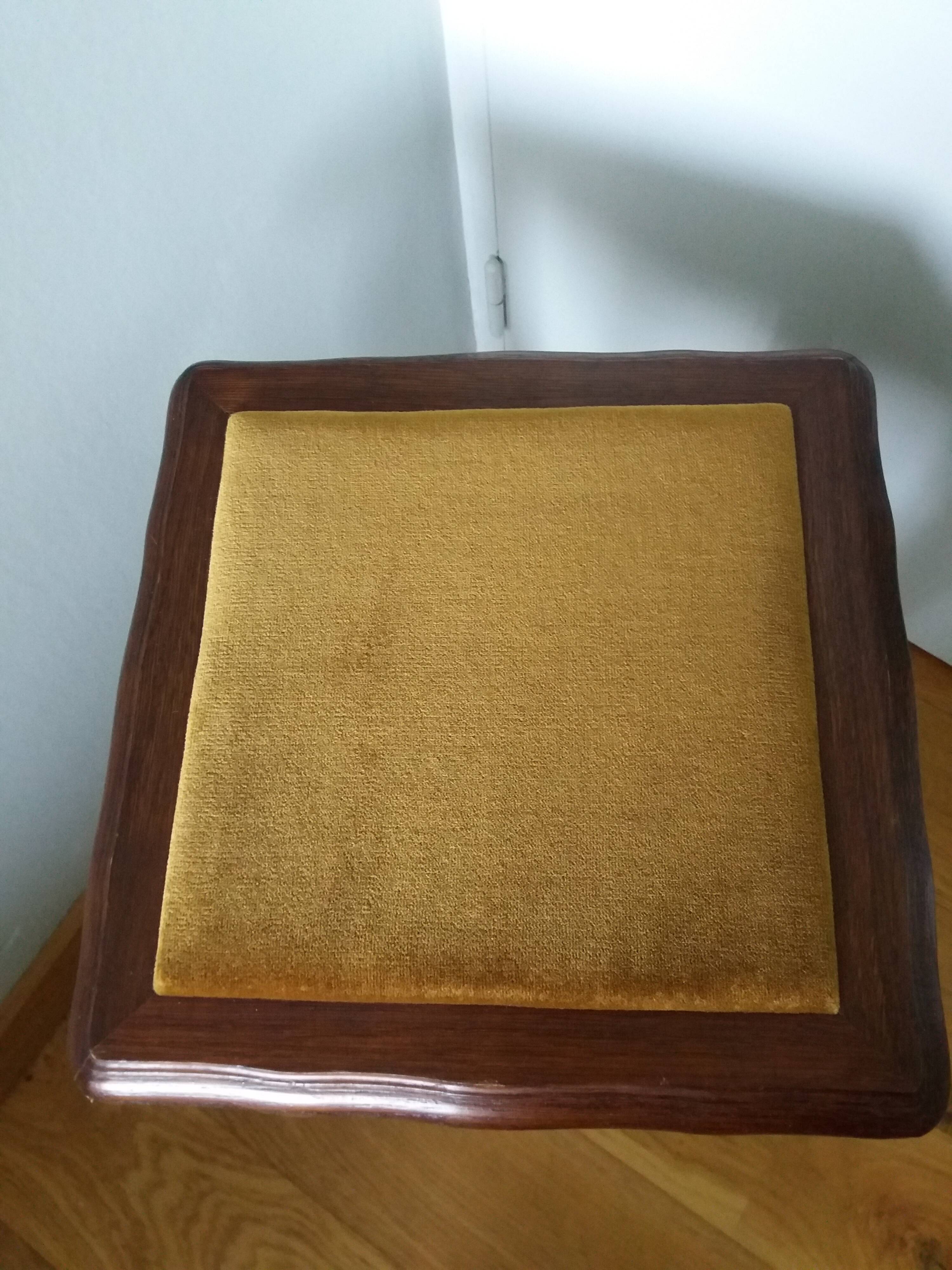 Wooden and velvet stool