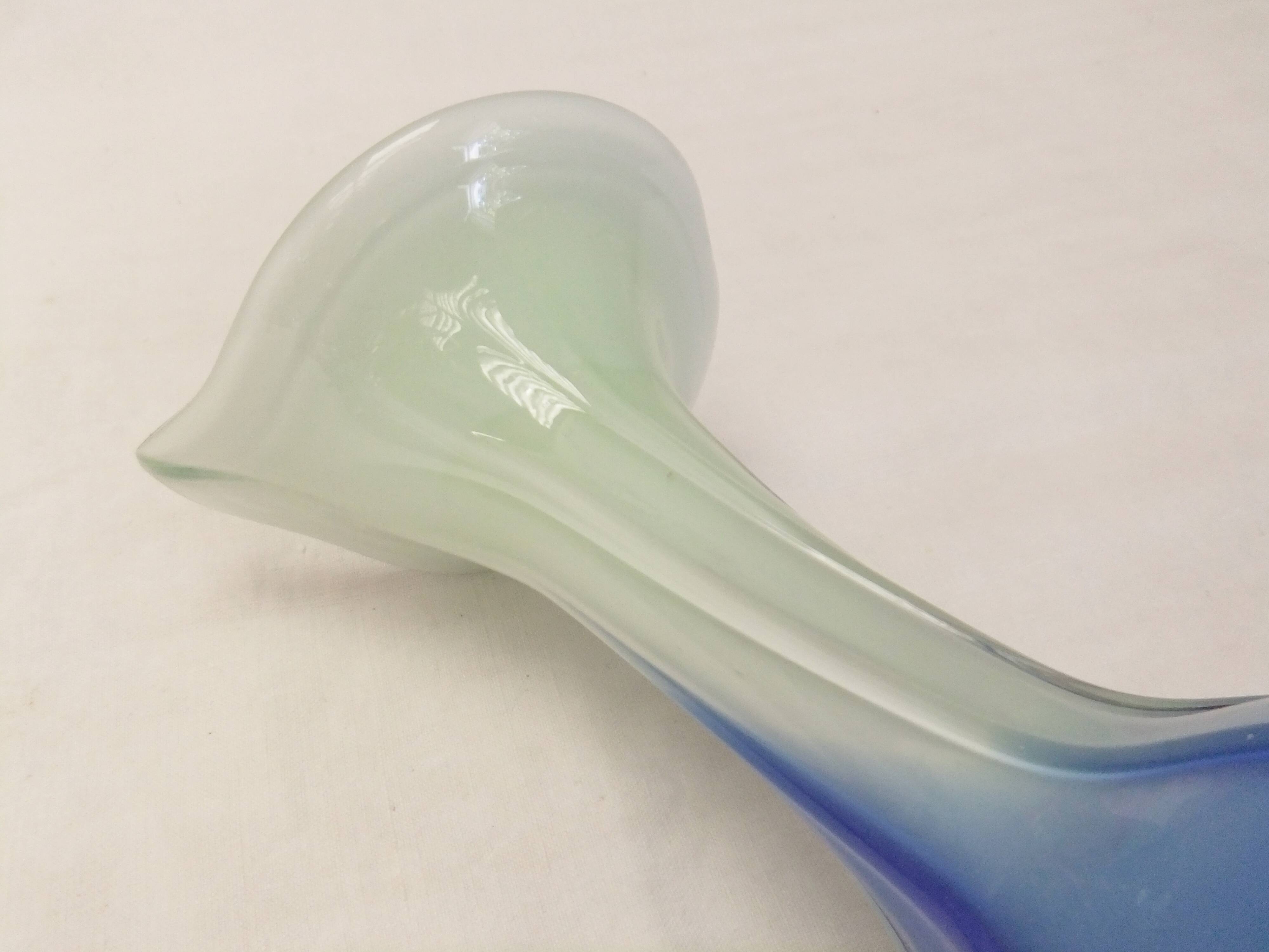 Murano Vase Vintage Floral Soliflore Calla Lily Blown Glass