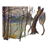 Oil on canvas - wooded landscape