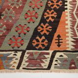 6x12 Multicolor Orientel Kilim Rug, Handmade Wool Kilim Rug, 185x350Cm