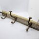 Solid teak coat hook with 3 double cast iron hooks