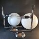 Pair of FLOS IC Lights C/W2 Wall Lights – Chrome & Globe Ø30 – Blown Glass