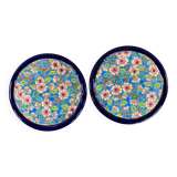 Set of two coasters or bottle rests in longwy enamels
