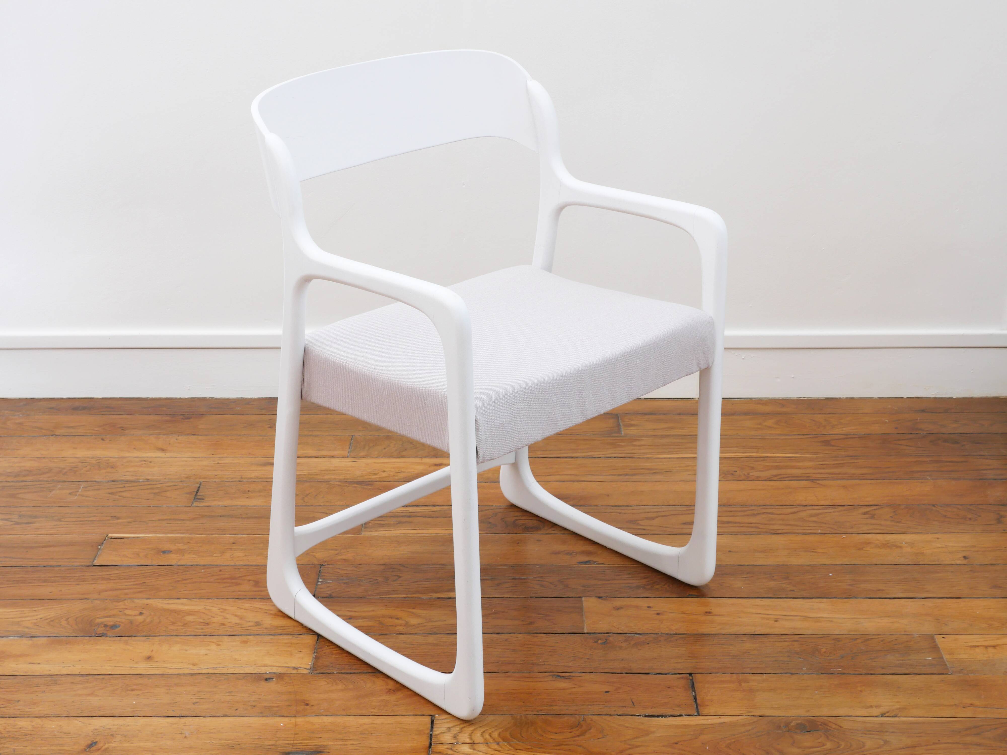 Baumann Sleigh Armchair - Restored - Fabric, foam & straps: new