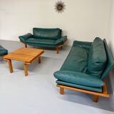 Salon complet canapé cuir teck design scandinave Komfort Danish