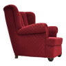 1960s, Danish relax armchair, original condition, red cotton/wool, oak wood.