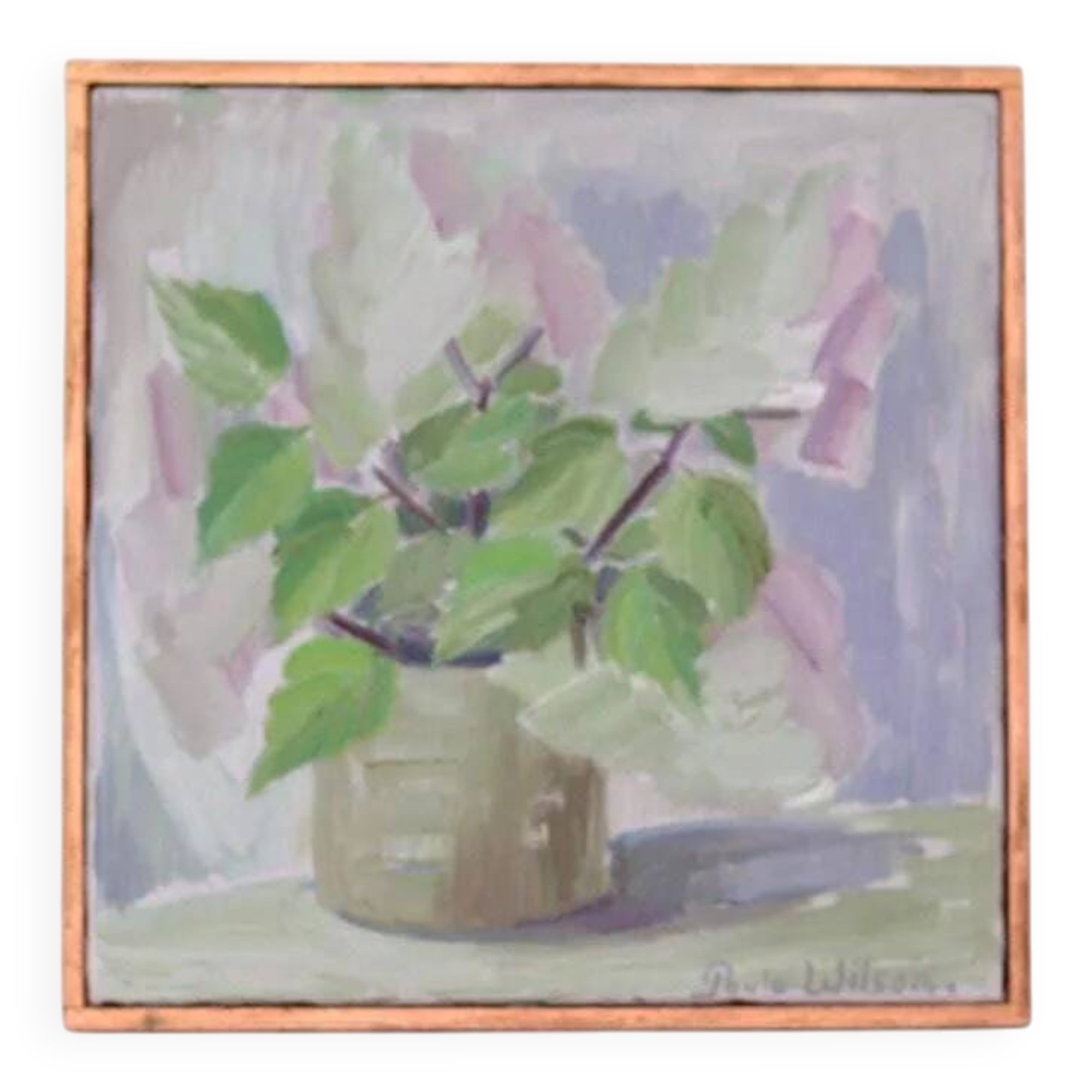 Swedish Oil on Canvas – “Höstsyrener (Autumn Lilacs)” by Paula Wilson