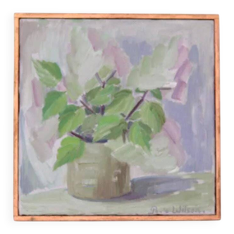 Swedish Oil on Canvas – “Höstsyrener (Autumn Lilacs)” by Paula Wilson