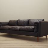 Canapé en cuir marron, design danois, années 1960, production : Danemark