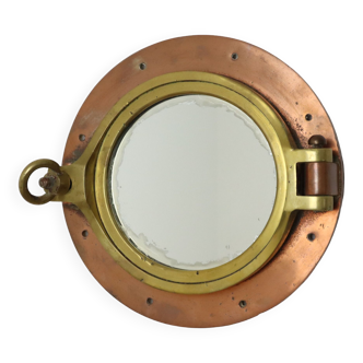 Hublot en cuivre authentique miroir nautique expédition 32cm