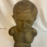 Bust of a young boy, plaster, monogrammed, circa 1900