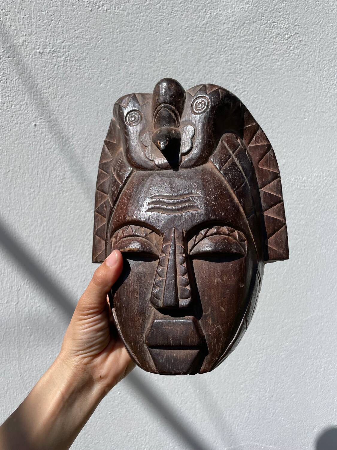 Minimalist wooden bird mask