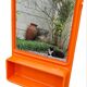 Vintage orange sixties molded plastic shelf mirror no shipping