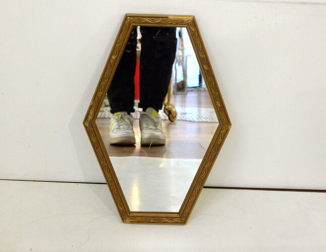 Miroir hexagonal art déco 42x29cm