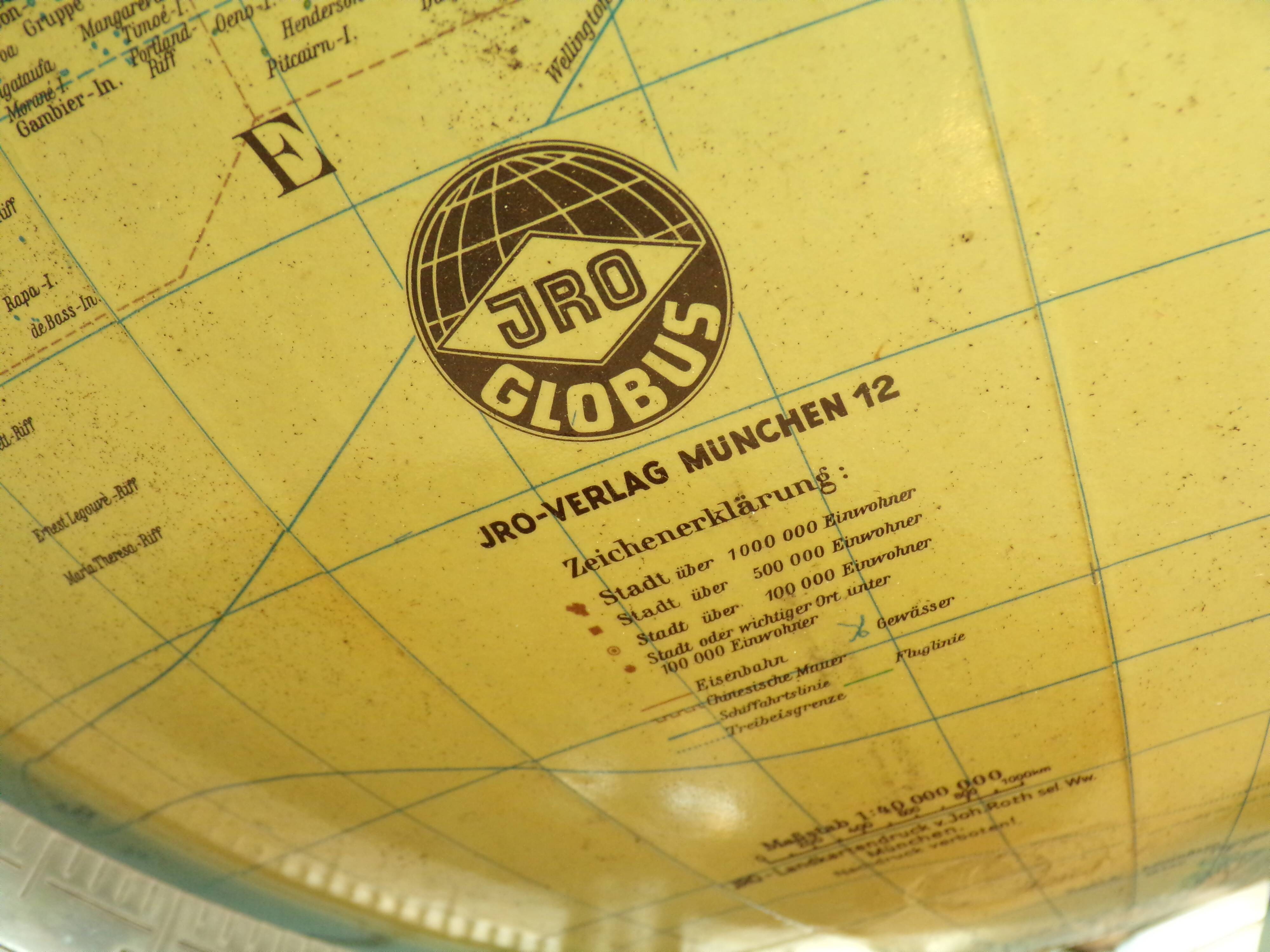 JRO terrestrial globe 1960 Ø32cm