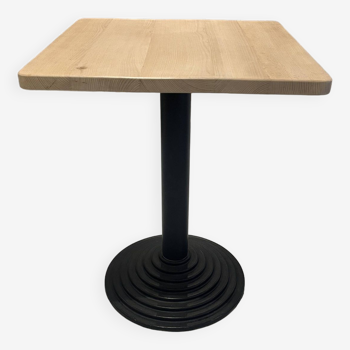 Beech bistro table with vintage black cast iron leg