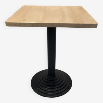 Table bistrot en hêtre avec pied vintage en fonte noir