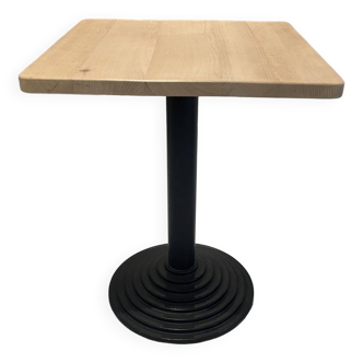 Beech bistro table with vintage black cast iron leg