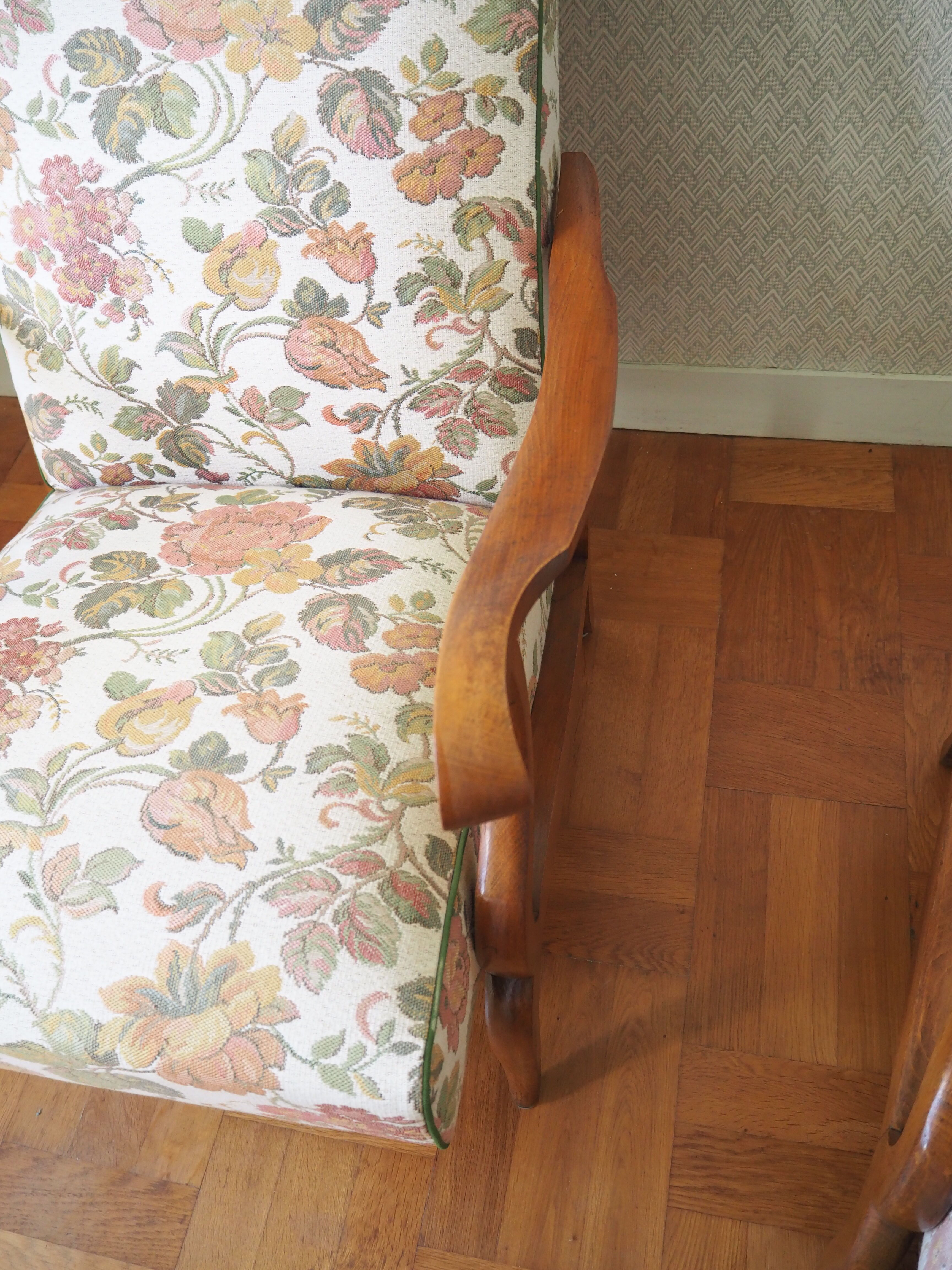 Four 1950s armchairs - wooden armrests