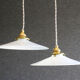 2 French suspensions in smooth white opalines with new cables and sockets