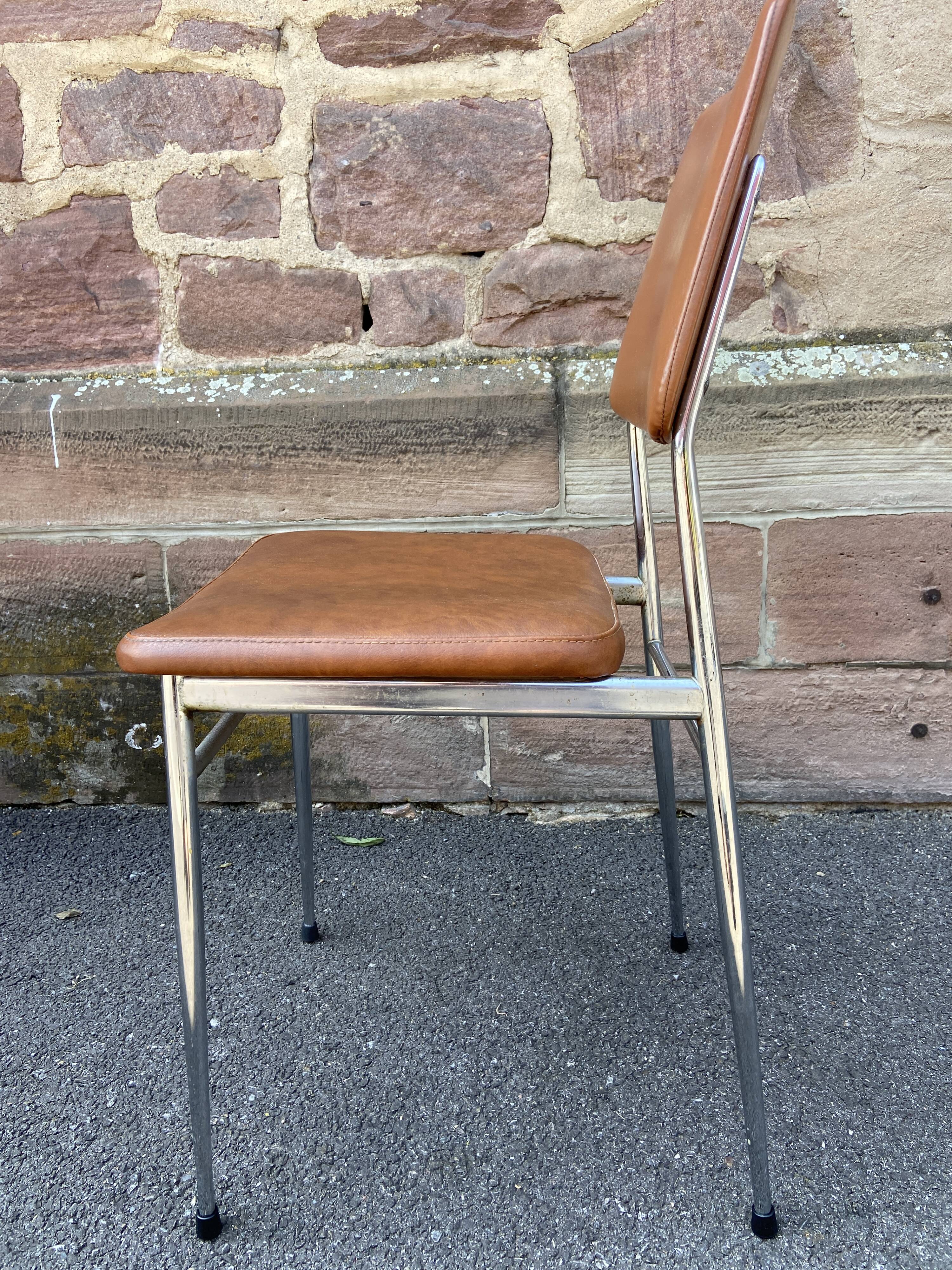 2 vintage leatherette and chrome chairs 1970
