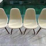 Lot of 4 DSW chairs in walnut fiber by Eames Herman Miller, vintage