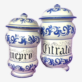Duo of large apothecary pots in ceramic Bassano