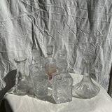 Small cylindrical glass whiskey decanter H:23