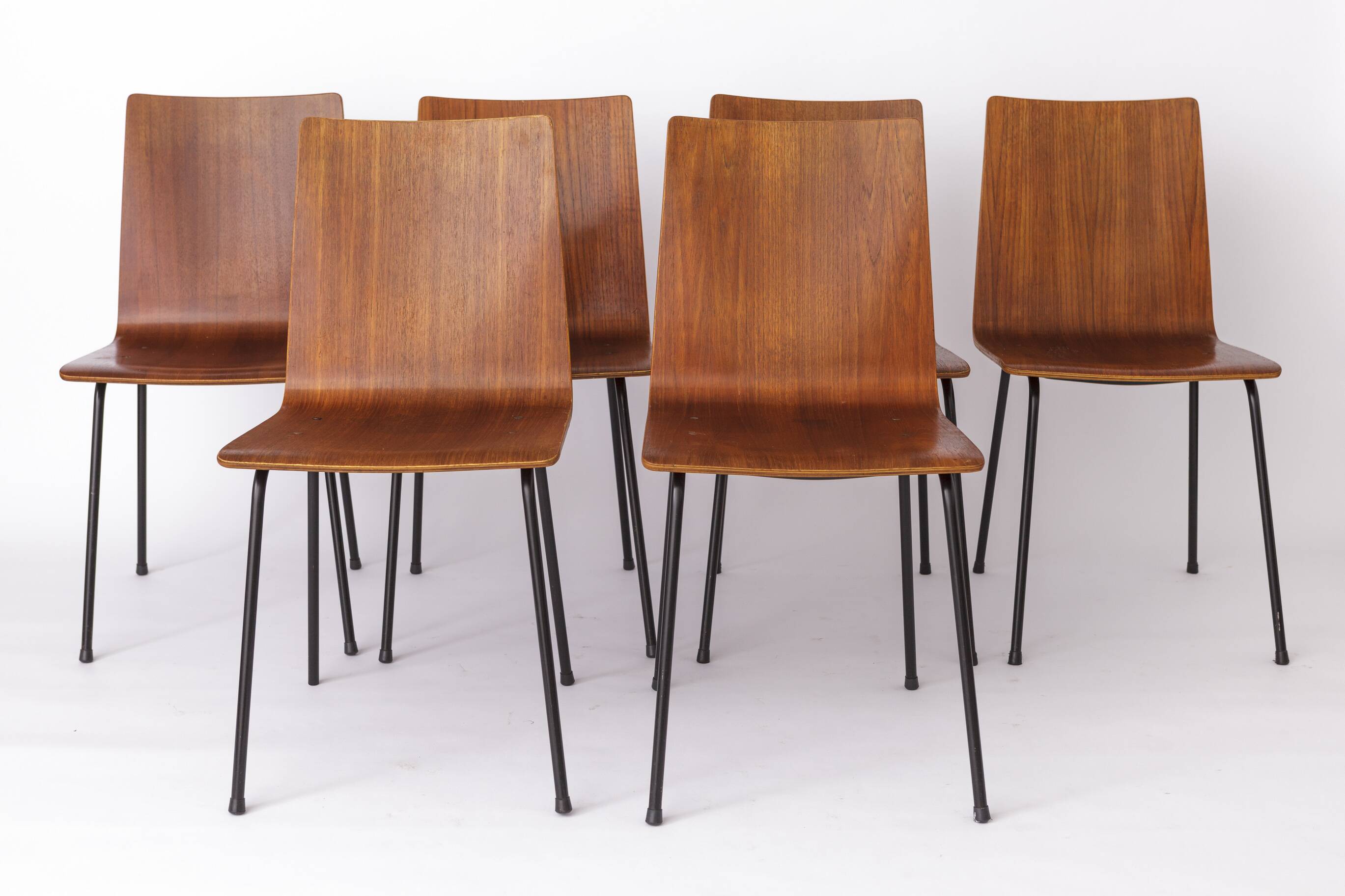 Set of 6 Plywood Vintage Chairs 1960s - German Design