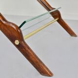 Table basse italienne en acajou, laiton et verre
