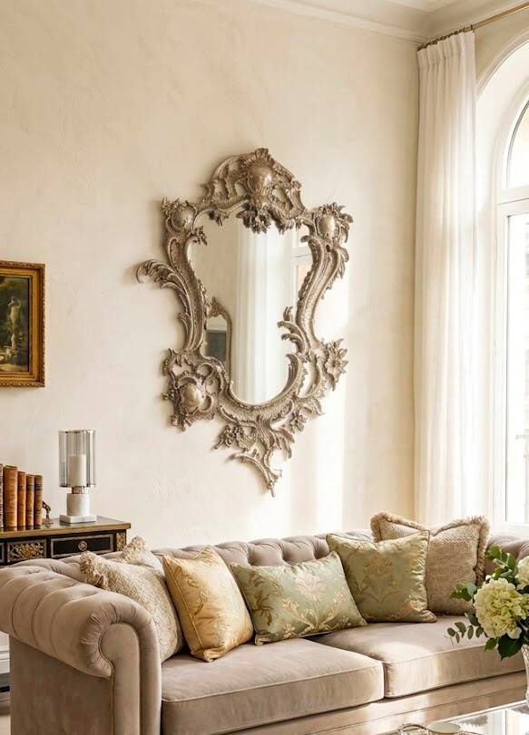 French bronze cornucopia mirror, first half of the 20th century.