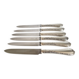 Lot de 6 couteaux de table Christofle ,  lame inox et manche en argent
