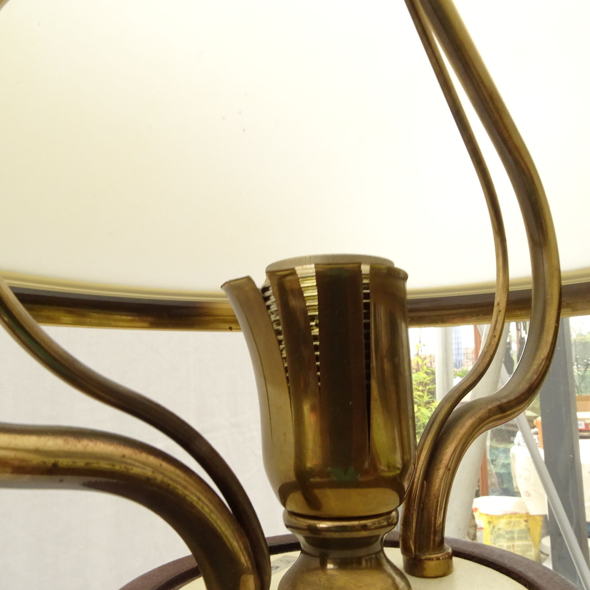 Suspension in opaque glass and solid brass