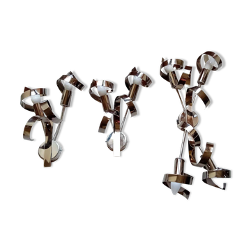 Set of 2 wall lights + 1 pendant light
