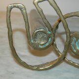 2 horseshoe candlesticks in solid brass  signed Durand