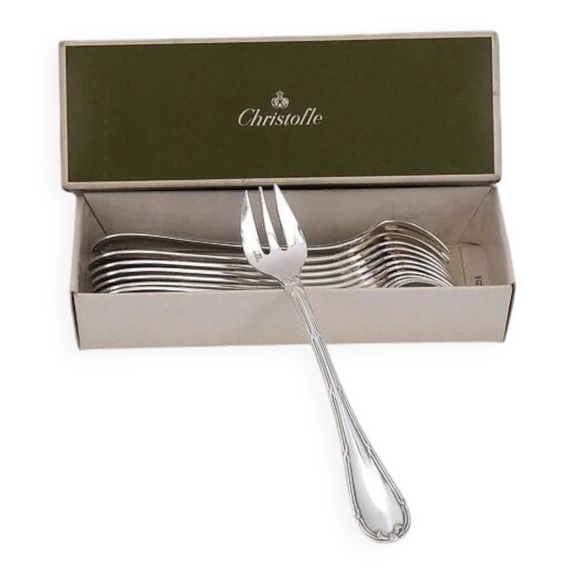 12 silver-plated oyster forks Christofle Rubans