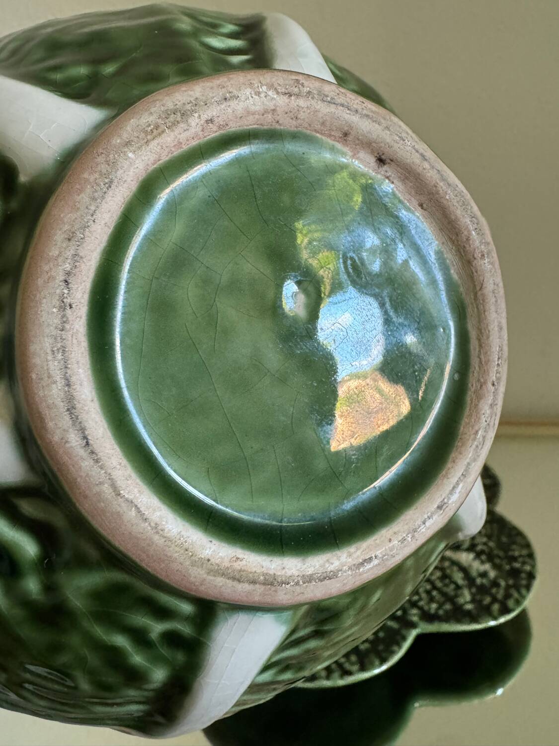 Vintage Caldas ceramic green cabbage tureen
