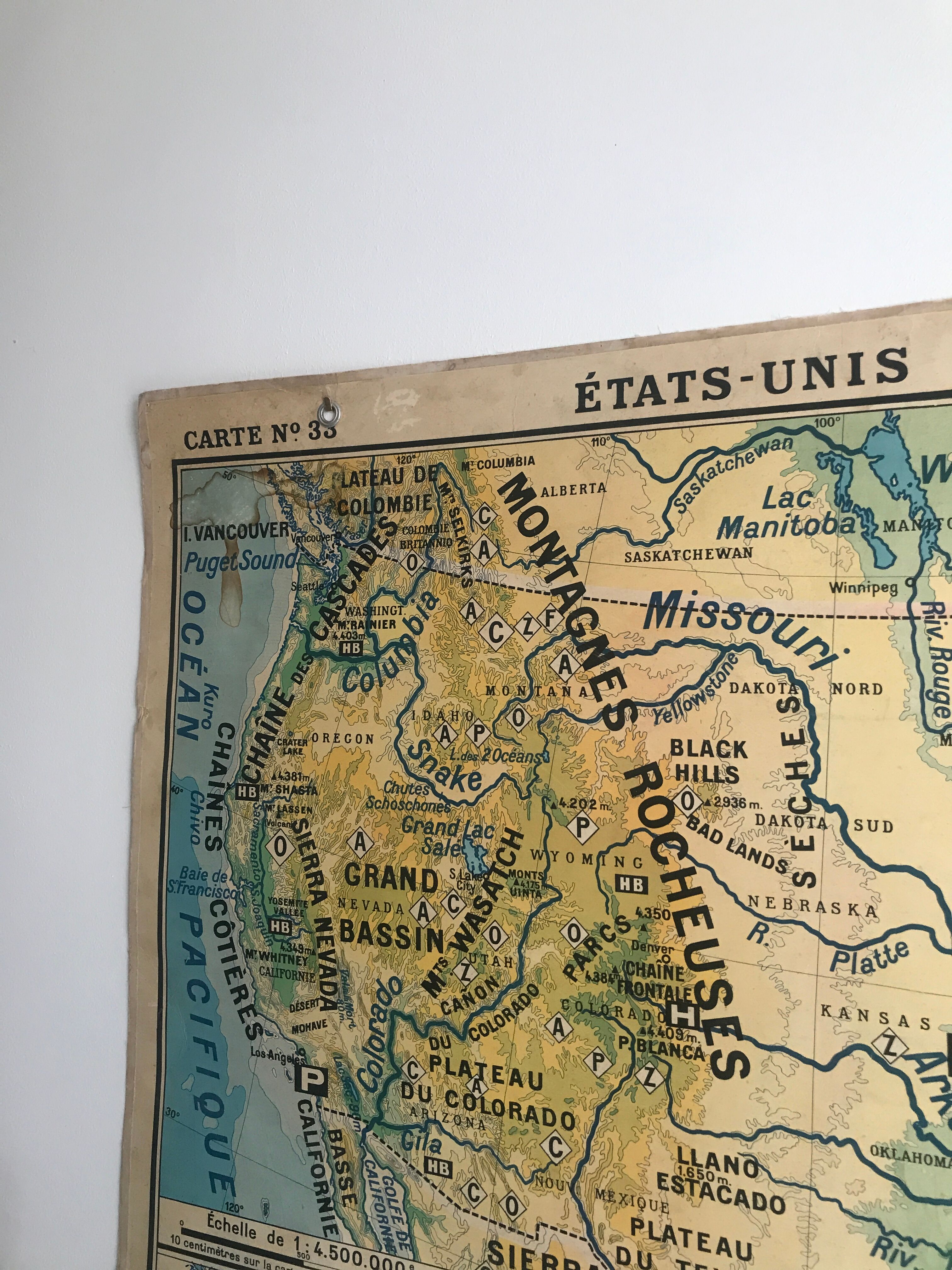 Vintage school map United States N°33 Editions Hatier by M.Peyre