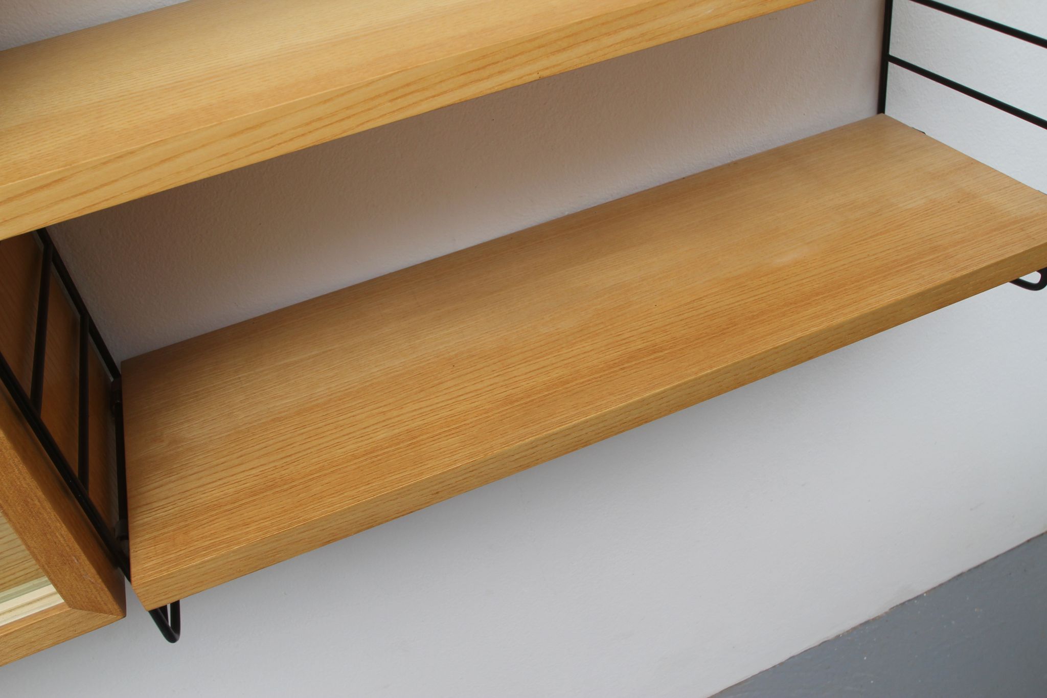 1960s wall unit in ash with vitrine, Nisse Strinning/Sweden